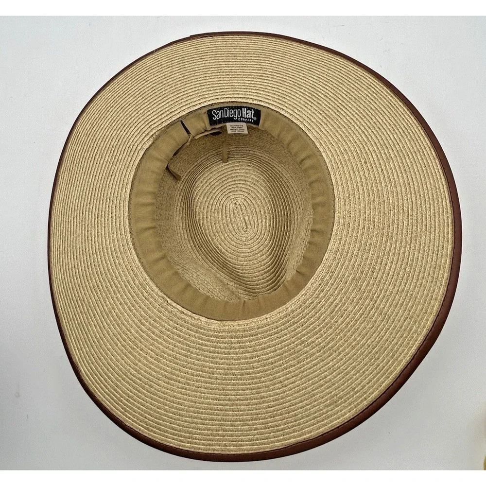 San Diego Hat Company Natural‎ Beige Fedora Crown Woven Paper Sun Brim Hat
